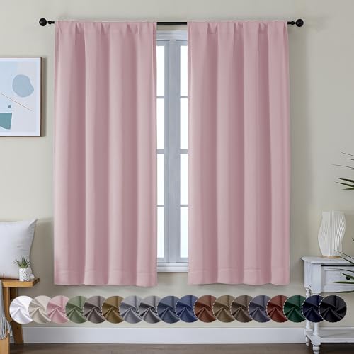 Ava Blush Blackout Curtains for Bedroom 63 Inch Length 2 Panels Set (Blush / 40"W x 63"L (Pack of 2))
