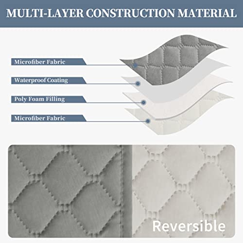 Double Protection 100% Waterproof Recliner Covers for Living Room (Light Gray/Ivory / Recliner Large)