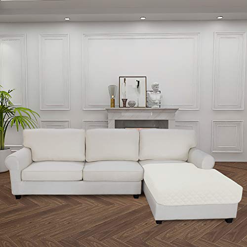 Sectional Couch Covers for Dogs L Shape Sofa Cover Reversible Sofa Slipcover Chaise Lounge Cover Furniture Protector Cover for Pets Dog Cat (42" x 52" / Ivory/Ivory)