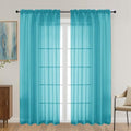Turquoise Sheer Curtains 72 Inches Long 2 Panels Set (Turquoise / 59"W x 72"L (Pack of 2))