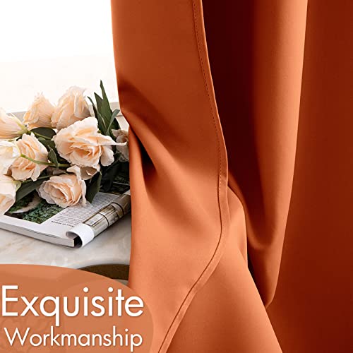 Fall Orange Blackout Curtains 84 Inch Long for Bedroom 52 Inch Wide (Orange / 52"W x 84"L (Pack of 2))