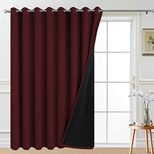Burgundy Red Blackout Patio Door Curtain Panels W100 x L96 (100"W x 96"L (Pack of 1) / Burgundy Red)
