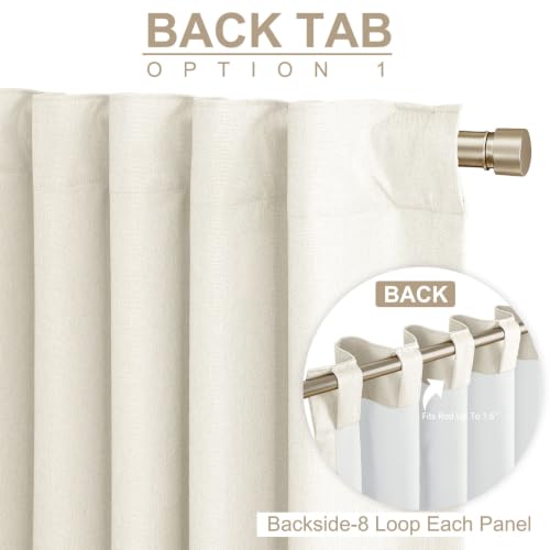 Beige White Total Blackout Curtains for Bedroom 90 Inches Long (Alba | Beige White / 50"W x 90"L (Pack of 2))