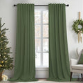 Olive Green Curtains 96 Inches 8 FT Long for Living Room 2 Panels Back Tab Pocket Drape Thick Sheer Linen Cotton Modern Rustic Trendy Earthy Army Moss Green Curtain for Bedroom Farm House Decor (52"W x 96"L (Pack of 2) / Olive Green)