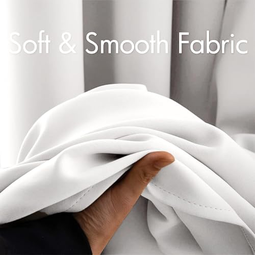 Pure White Blackout Bedroom Curtains 63 Inch Long Light Blocking (Pure White / 42"W x 63"L (Pack of 2))