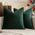 Christmas Decorative Army Green Velvet Throw Pillow Covers 16x16 in (16" x 16" (Pack of 2) / Army Green)