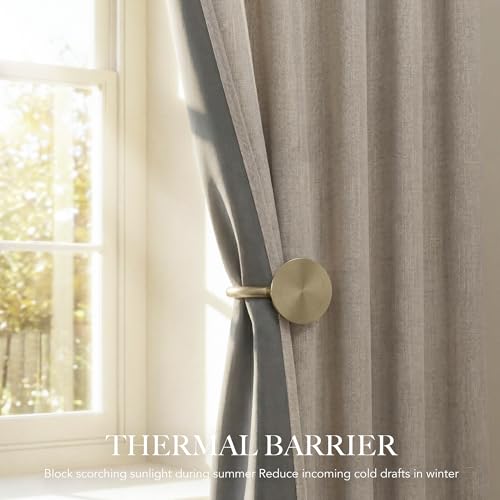 Natural Beige 100% Blackout Linen Curtains 78 Inches for Bedroom (Natural Beige / 52"W x 78"L (Pack of 2))