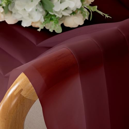 Sheer Valances for Windows 2 Pack (Burgundy / 42"W x 14"L (Pack of 2))
