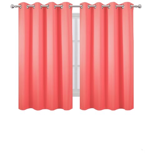 Blackout Curtains 52 x 45 inch Coral Curtains Set of 2 Panels (Coral / 52"W x 45"L (Pack of 2))