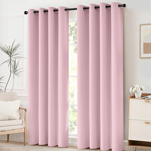 Room Darkening Curtains 52x63 inch Long Pink (Pink / 52"W x 63"L (Pack of 2))