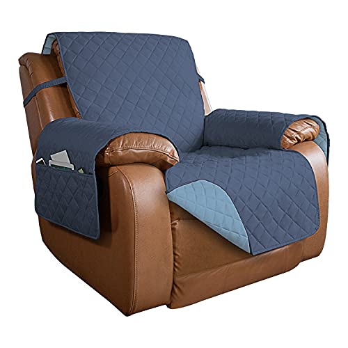 Reversible Recliner Chair Covers Couch Covers for Dogs (Large Recliner / Dark Blue/Light Blue)