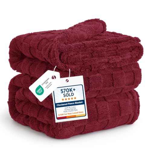 Checkered Soft Cozy Queen Blanket for Bed (Red / Queen (90" X 90"))