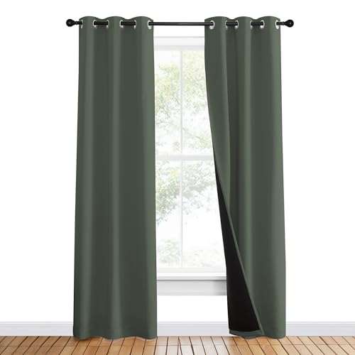 100% Blackout Curtains 80" Long (Dark Mallard / 37"W x 80"L (Pack of 2))