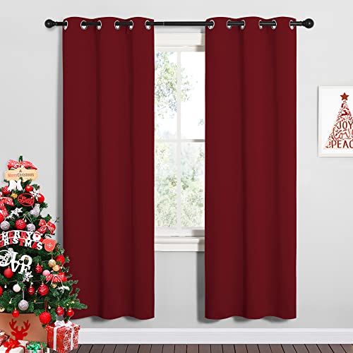 Burgundy Red Blackout Curtains for Laundry 34" w x 72" L 2 Panels (Burgundy Red / 34"W x 72"L (Pack of 2))
