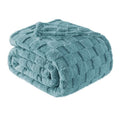3D Checkered Fleece Queen Blanket for Bed (Celadon / Queen (90"x90"))