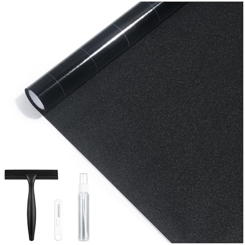 Blackout Window Film 100% Light Blocking with Kit (Frosted Black / 17.5" x 157.4")