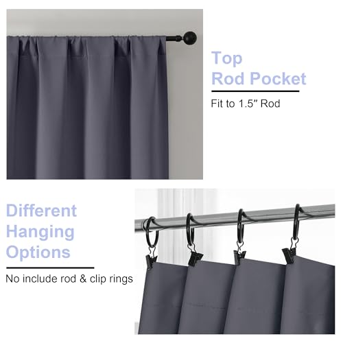 Ava Grey Blackout Curtains for Bedroom 72 Inch Length 2 Panels Set (Grey / 40"W x 72"L (Pack of 2))
