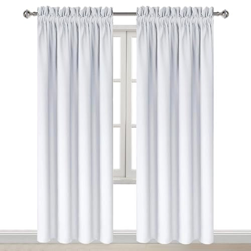 Blackout Curtains for Bedroom Living Room 52 x 84 Inch Long 2 Panels (Greyish White / 52"W x 84"L (Pack of 2))