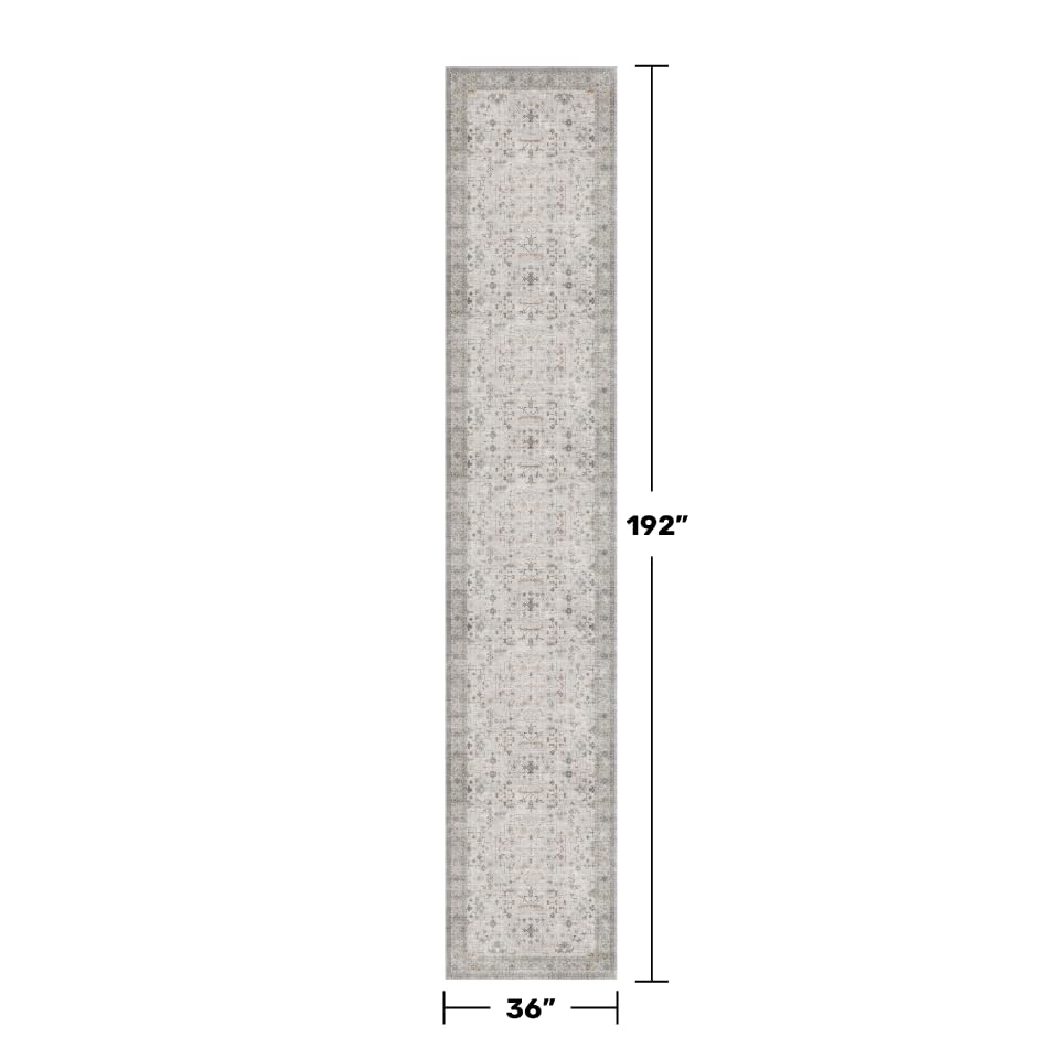 Boho 3x16 Wide Hallway Runner (3' x 16' (Runner) / Light Gray / Sage)