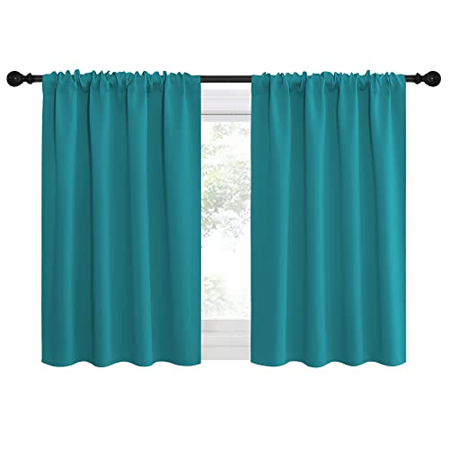 Peacock Blue Blackout Curtains Panels for Window (Peacock Blue / 42"W x 36"L (Pack of 2))