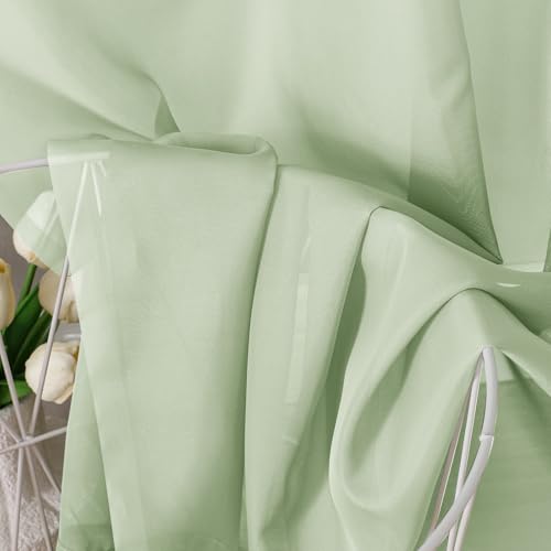 Light Green Sheer Curtains 96 Inches Long 2 Panels (Light Green / 42"W x 96"L (Pack of 2))