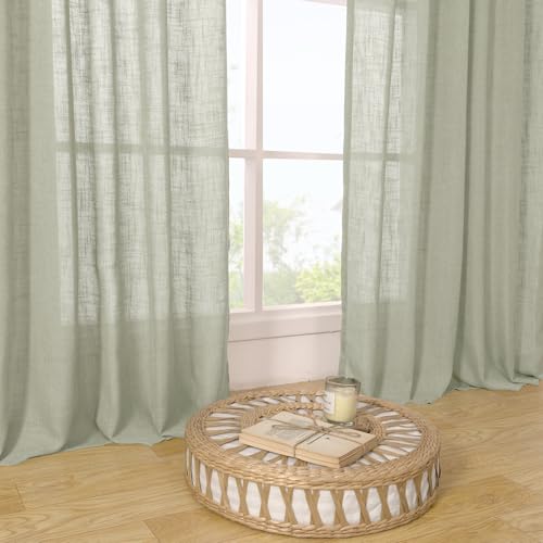 Sage Grey Linen Curtains 54 Inch Length 2 Panels for Bedroom (Sage Grey / 52"W x 54"L (Pack of 2))