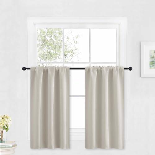 Kitchen Window Curtains Over Sink 36 inch Length for Cabinet (Natural / 29"W x 36"L (Pack of 2))
