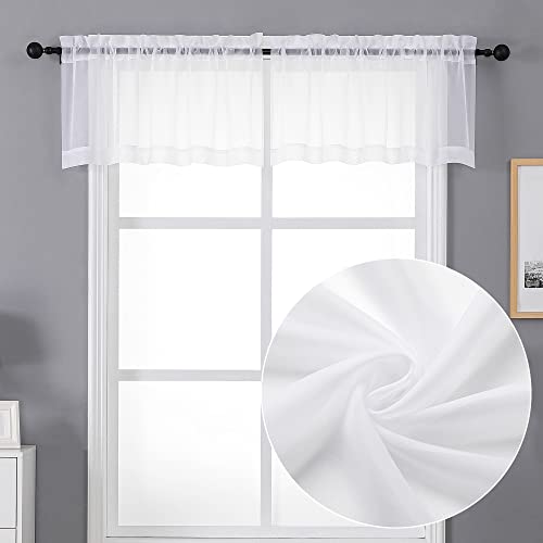 Sheer White Valances for Windows 2 Pack (White / 42"W x 14"L (Pack of 2))
