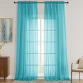 Turquoise Sheer Curtains 120 Inches Long 2 Panels Set (Turquoise / 59"W x 120"L (Pack of 2))