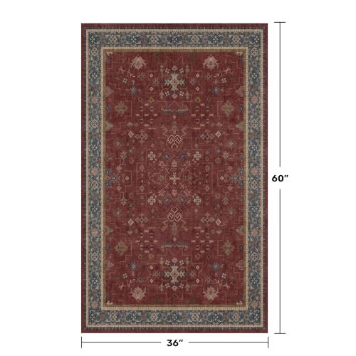 Washable 3x5 Entry Way Rugs Indoor (3' x 5' (Rectangular) / Burgundy)