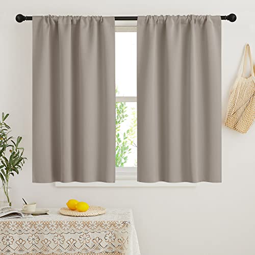 Short Blackout Curtains for Bedroom (Sand / 34"W x 45"L (Pack of 2))