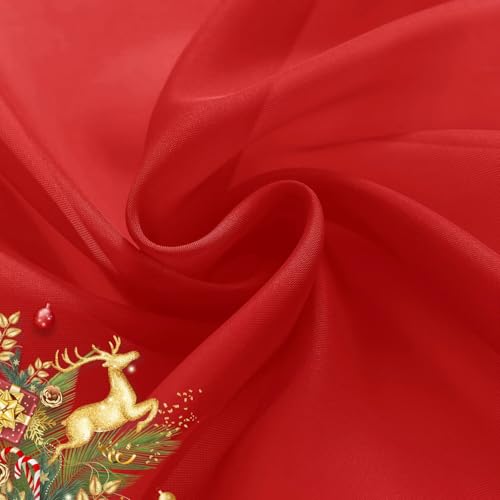 Basic Rod Pocket Sheer Voile Window Curtain Panels Red 1 Pair 2 Panels 26 Width 40 Inch Long for Kitchen Bedroom Children Living Room Yard（Red (Red / 26"W x 40"L (Pack of 2))