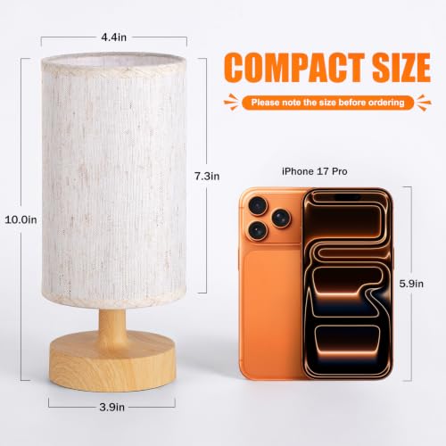 Cordless Table Lamp Rechargeable Small (Beige - Wood / 2 Pack - 10in)