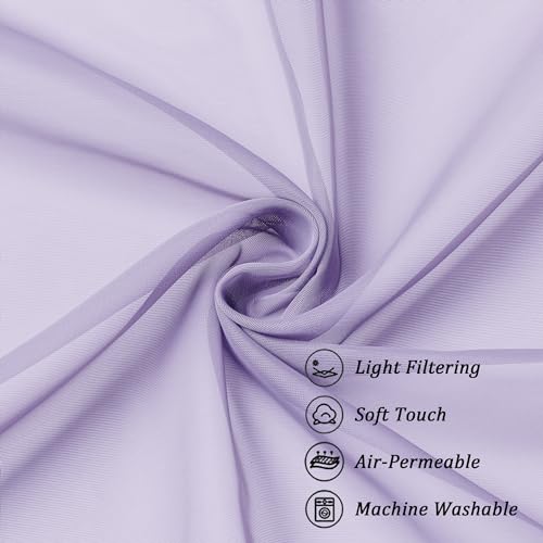 Lilac Sheer Curtains 36 inch Length 2 Panels (Lilac / 42"W x 36"L (Pack of 2))