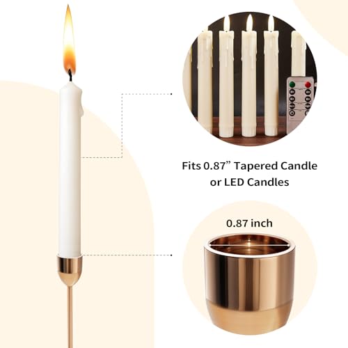6PCS Gold Tall Taper & Pillar Candle Candlestick Holder (Gold)