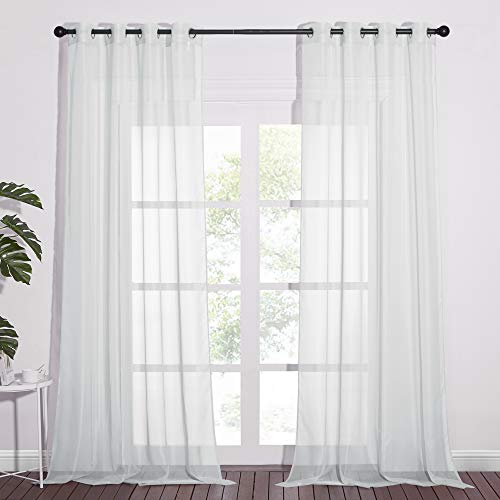 Long Sheer Curtain Panels (Light Gray / 54"W x 96"L (Pack of 2))