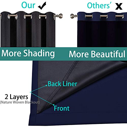 Navy Blue 100% Blackout Curtains 45 Inches Long 52" Wide (52"W x 45"L (Pack of 2) / Navy Blue)