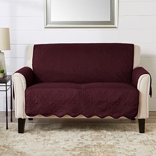 Reversible Loveseat Cover (Loveseat / Wine / Light Grey)