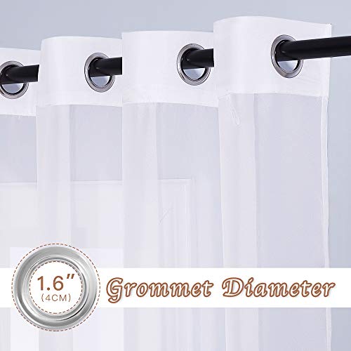 Living Room Window Curtains Sheer Textured 84" Long (White / 70"W x 84"L (Pack of 2))