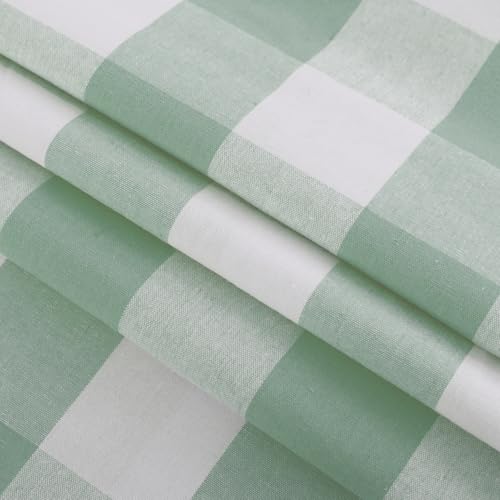 Short Christmas Curtains For Windows Treatment Buffalo Check Plaid Valances Gingham 2 Pack Tiers Rod Pocket Green and White Decor Curtains Over Sink For Kitchen (34"W x 16"L (Pack of 2) / Green and White)