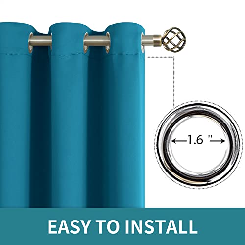 Peacock Blue Blackout Curtains for Living Room 95 Inch (Peacock Blue / 52"W x 95"L (Pack of 2))