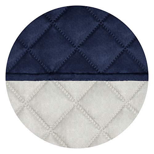 Reversible Quilted Sofa Cover (Medium / Navy/Ivory)
