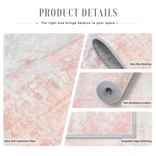 Round Area Rug Living Room (Pink White / 6' (Round))