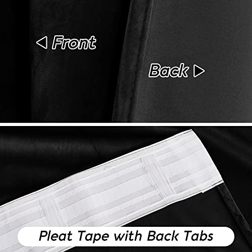 Velvet Curtains 102 inches Long (Black / 52"W x 102"L (Pack of 2))