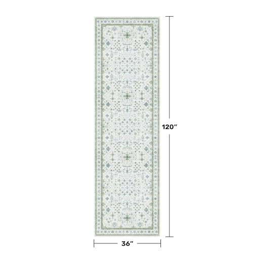 Oushak 3x10 Wide Hallway Runner Rug (3' x 10' (Runner) / Cream Green)
