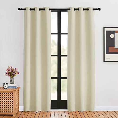 Blackout Beige Curtains 80 inch Long for Bedroom (Beige / 34"W x 80"L (Pack of 2))