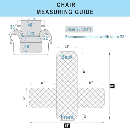 Reversible Recliner Chair Covers (Blue/Beige / 23'' Chair)