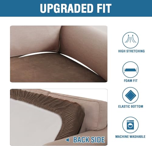 Velvet Stretch Individual Couch Cushion Cover Plush Cushion Slipcover for Loveseat Sofa Cushion Furniture Protector Seat Cushion Sofa Cover (Caramel Cafe / 1 Cushion Sofa)