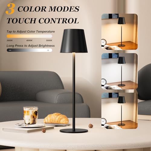 Black Cordless Table Lamp Rechargeable (Black 4pack)
