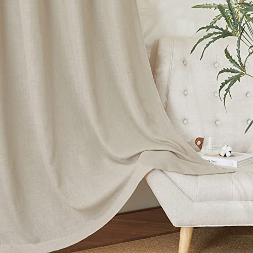 Light Filtering Linen Curtains 84 inch Long 2 Panels Set (52"W x 84"L (Pack of 2) / Linen Taupe)